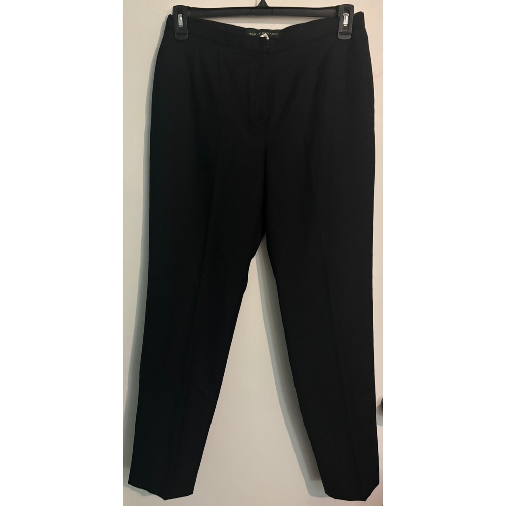 Vintage 90s Harve Benard Black Tapered Leg Wool Sz 8 Flat Front Front Pockets